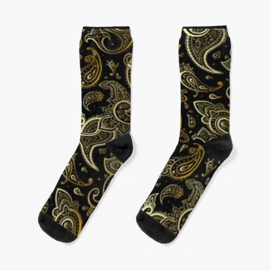 black and gold paisley Socks