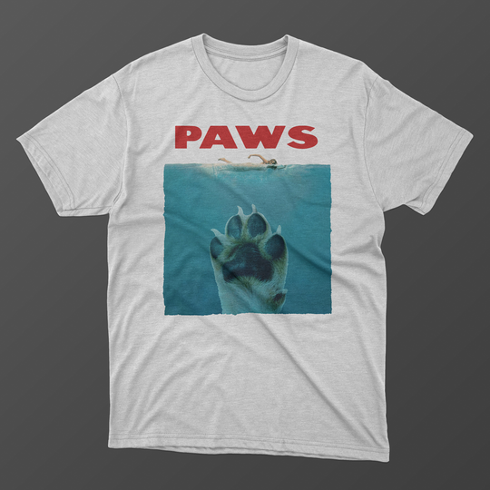 Paws - Jaws Dog Puppy Jaws Mashup Shirt Parody Cool White T-Shirt