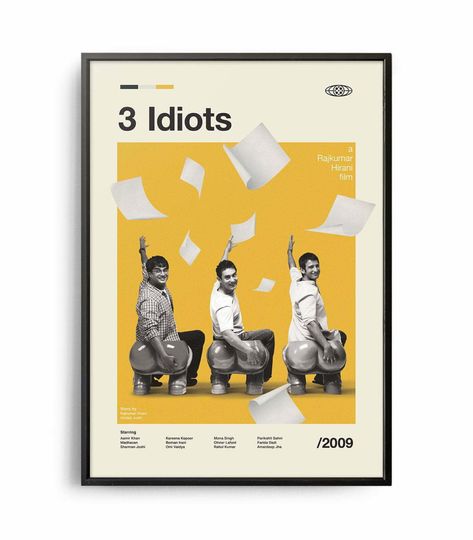 Mid Century Modern 3 Idiots Posters