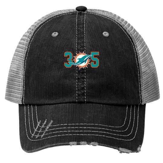 305, Miami Football, Dolphins Tailgate Trucker Hats