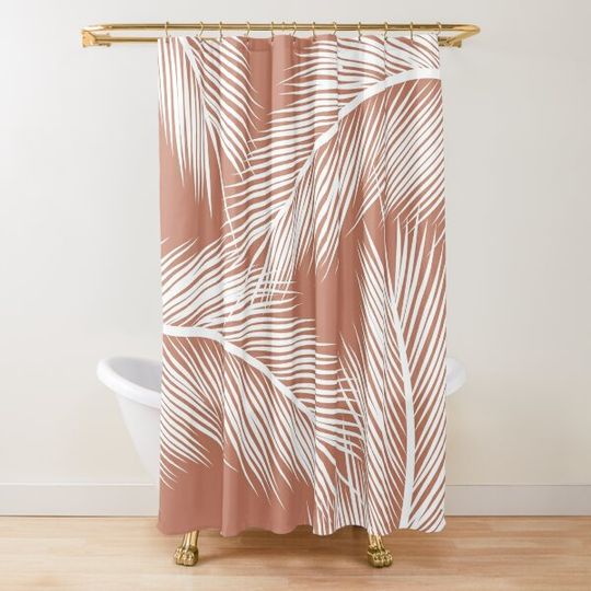 Palm leaves - terracotta Shower Curtain