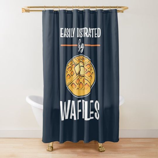 Easily Distracted By Waffles Waffle Pancakes Shower Curtain