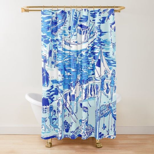 The Blue Lily Sea Shower Curtain