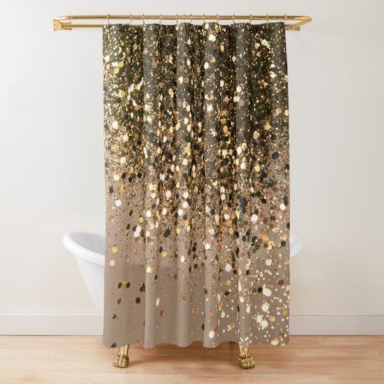 Sparkling Gold Brown Glitter Glam #1 (Faux Glitter) #shiny #decor #art Shower Curtain