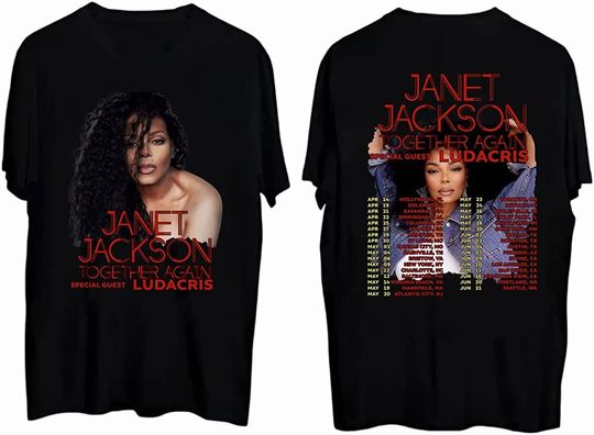 2 Side Janet Jackson Tour 2023 Shirt, Together Again Tour T-Shirt