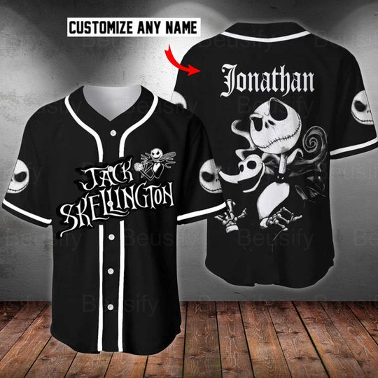 Personalized Jack Skellington Baseball Jersey Shirt, 3D Print Clothing
