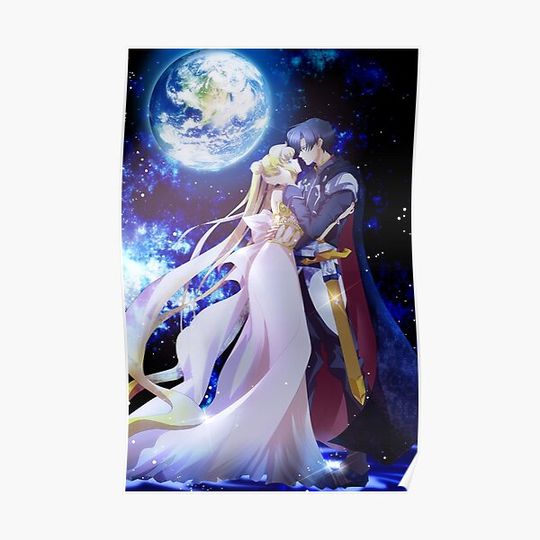 Manga Princess Serenity & Tuxedo Mask Premium Matte Vertical Poster