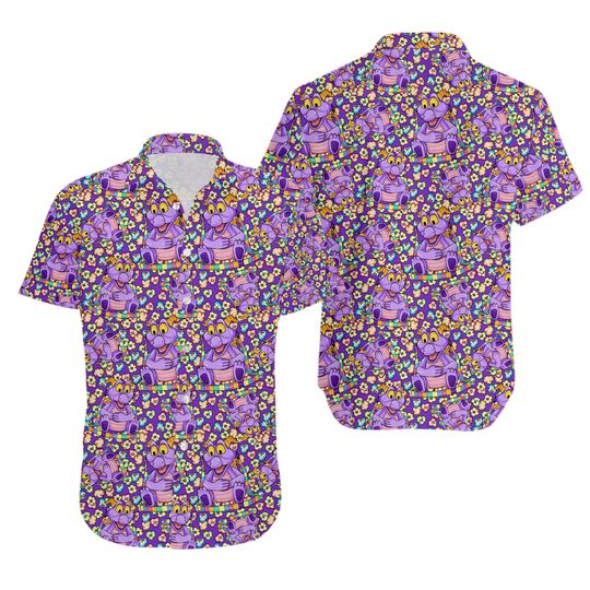 Figment Popcorn bucket inspired Epcot festival of the arts short sleeved button down shirt