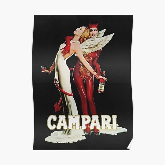 Vintage Campari Italian Bitters Aperitif Angel and Devil Advertisement Premium Matte Vertical Poster