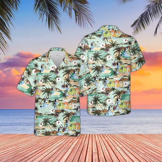 BlueyDad Family Hawaiian Shirt, Funny BlueyDad Vacation Hawaiian Shirt