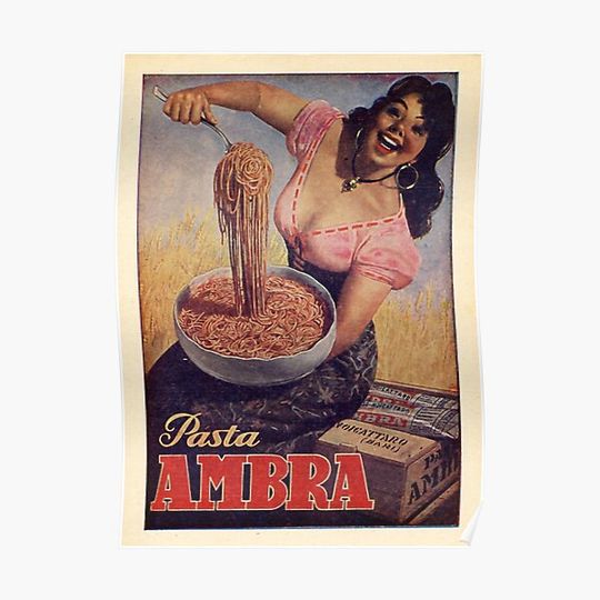 Vintage Pasta Poster Italy Premium Matte Vertical Poster
