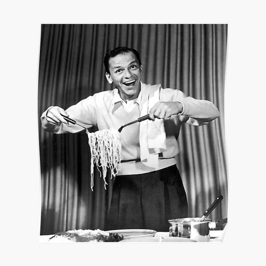 Frank Sinatra Eating Spaghetti (with background) Premium Matte Vertical Poster