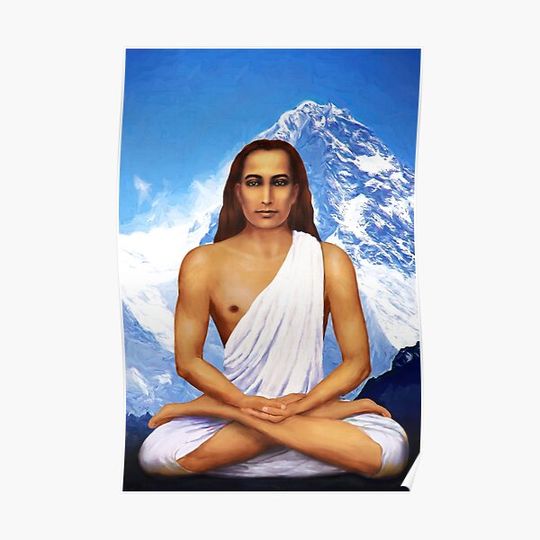Mahavatar Babaji In Lotus Posture In Himalayas Premium Matte Vertical Poster