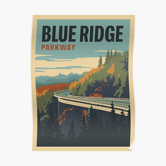 Blue Ridge Parkway National Park Travel Print Premium Matte Vertical Poster