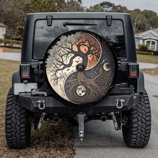 Tree of Life Yin Yang Spare Tire Cover