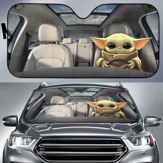 Baby Yoda Star Wars Funny Auto Sun Shades, Car Accessories, Car Windshield