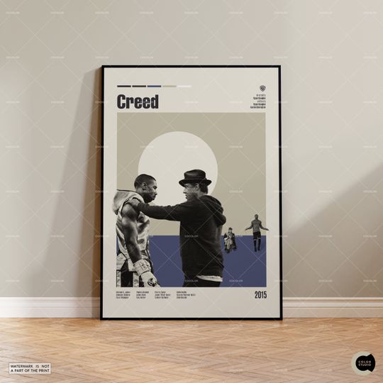 Creed, Michael B. Jordan, Sylvester Stallone, Vintage Movie, Retro Modern Poster