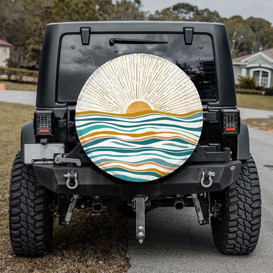 The Sun And The Sea Wave Spare Tire Cover