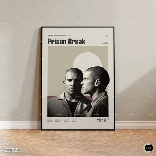 Prison Break, Retro Movie Poster, Midcentury Modern, Retro Tv Show Poster, Minimal Movie Art