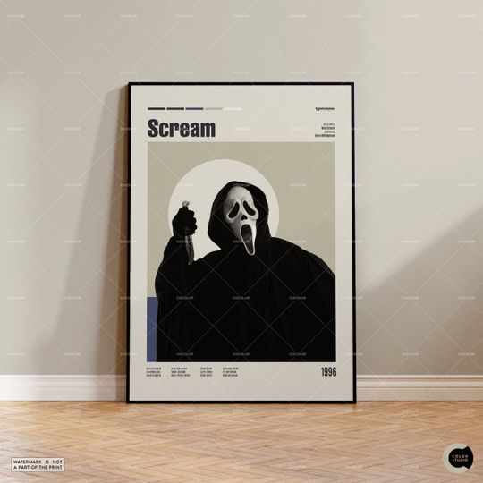 Scream, Wes Craven, Retro Modern Movie Poster, Vintage Inspired Poster, MidCentury Modern
