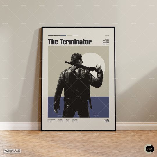 The Terminator, James Cameron, Arnold Schwarzenegger, Vintage Movie Print