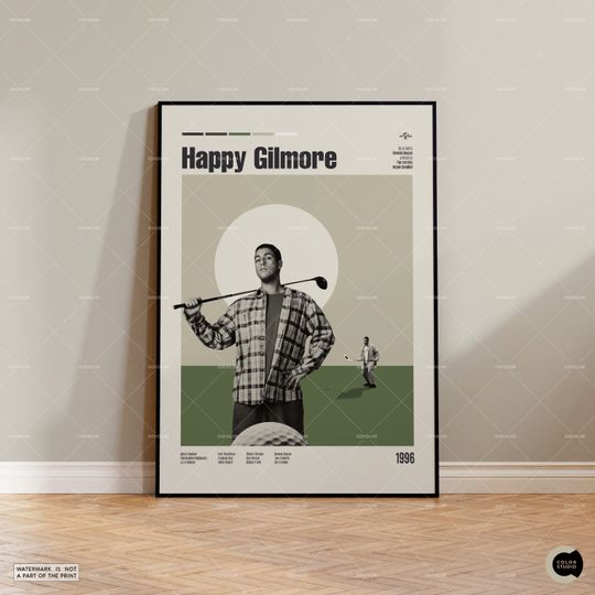 Happy Gilmore, Adam Sandler, Vintage Movie Poster, Retro Modern Poster