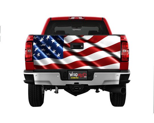 Tailgate Wrap, Satin American Flag Waving Truck Bed Decal