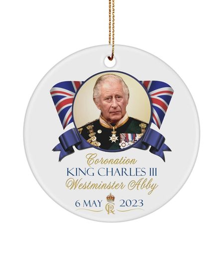 King Charles III Coronation 2023 Commemorative Round Ceramic Ornament