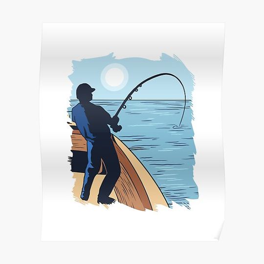 Deep sea fishing fish fishing deep sea fisherman sea Premium Matte Vertical Poster