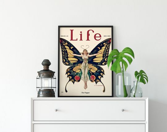 Life Magazine Flapper Print - Butterfly Lady - Poster  - Bohemian