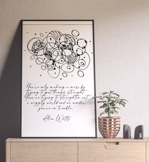 Wiggly World Alan Watts Poster - Quote Bohemian Art Print Poster