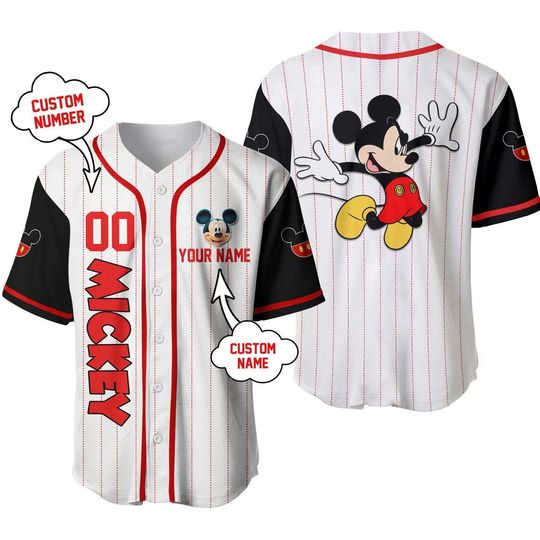 Personalized Mickey Baseball Jersey Shirt, Mickey Mouse Baseball Jersey Shirt, Love Mickey Shirt