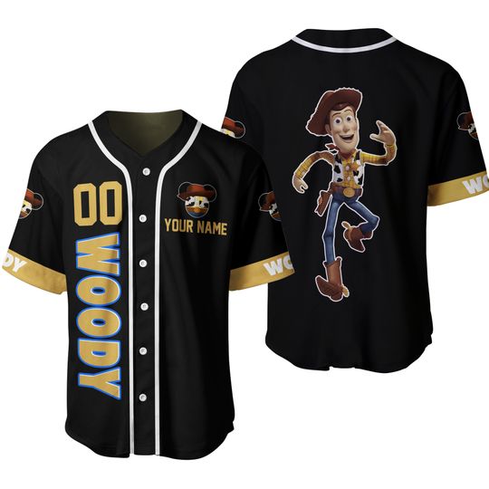 Toy Story Woody Golden Yellow Black Disney Custom Baseball Jersey
