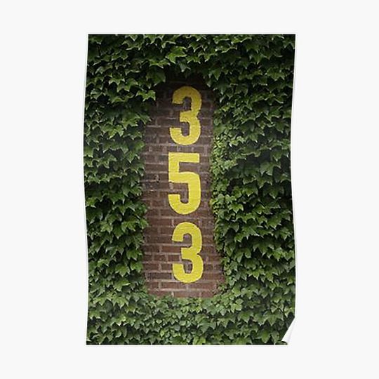 Ivy covered Outfield Wall,Distance marker for Wrigley Field Wall, Left Field Wall Wrigley, Wrigley Field, 353 feet, Left field foul pole, Premium Matte Vertical Poster
