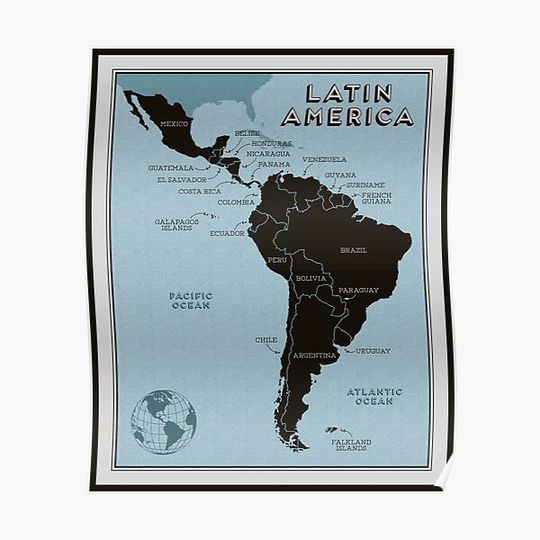 Map of Latin America Premium Matte Vertical Poster