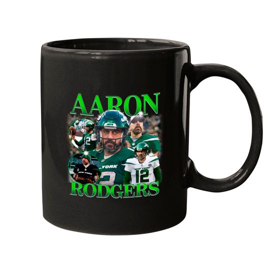 New York Jets Mugs, Aaron Rodgers, Classic 90s Graphic Mugs