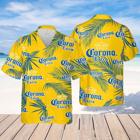 Corona Hawaiian Palm Leaves Pattern Shirt, Beer Summer Party Hawaiian Shirt