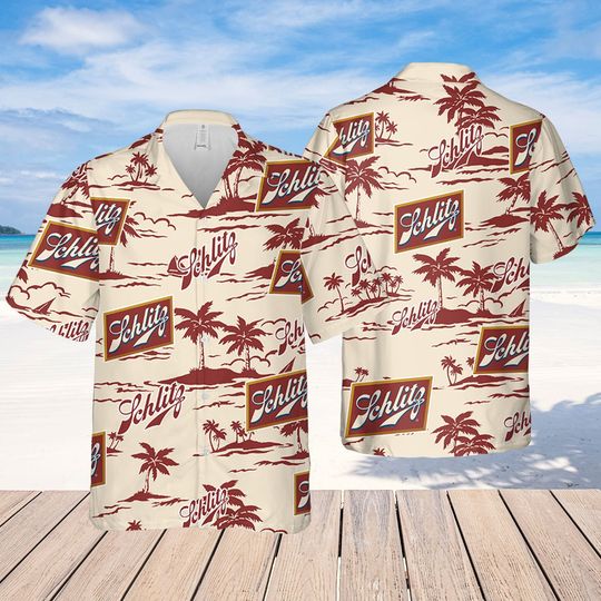 Schlitz Hawaiian Beach Pattern Shirt, hawaii beer Loves Shirt
