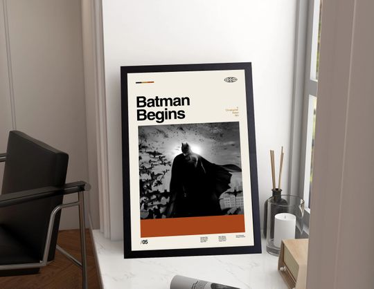 Minimalist Batman Begins Retro Movie Poster