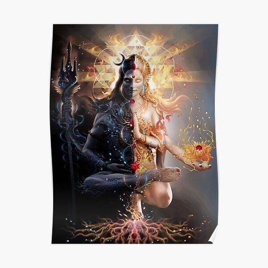 Shiva and Parvati (Masculine and Feminine) Shakti Premium Matte Vertical Poster