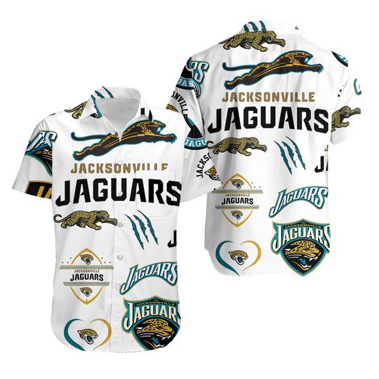 Jacksonville Jaguar Logo Hawaiian Shirt, Summer Vacation Hawaiian Shirt