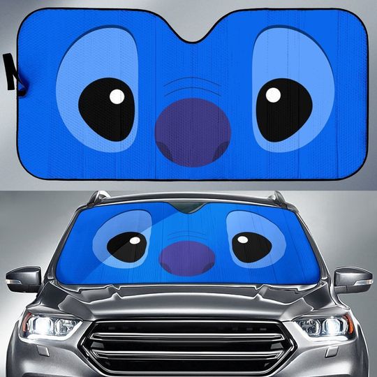 Cute Stitch Face Auto Sun Shades, Car Accessories, Car Windshield