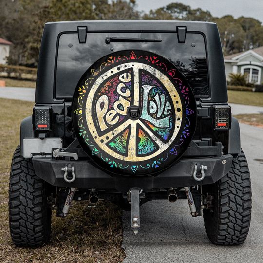 Peace Love Sign Spare Tire Cover With Or Without Camera Hole