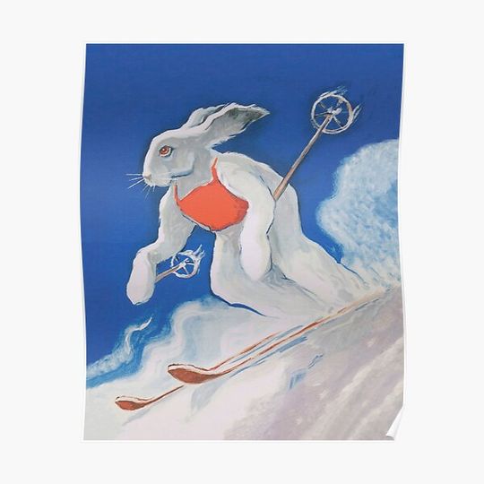 Ski Bunny Vintage Ski Poster Premium Matte Vertical Poster
