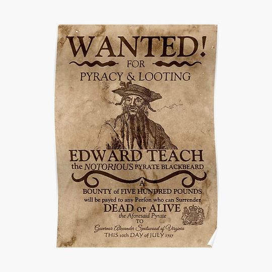 Blackbeard Wanted Premium Matte Vertical Poster