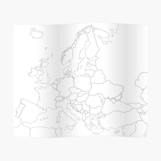 Europe map white Premium Matte Vertical Poster
