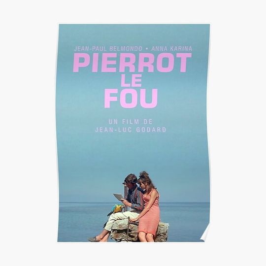 Pierrot Le Fou Jean Paul Belmondo Anna Karina Premium Matte Vertical Poster