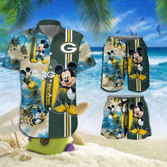 Green Bay Packers Mickey Mouse Summer Hot 3D Hawaiian Shirt