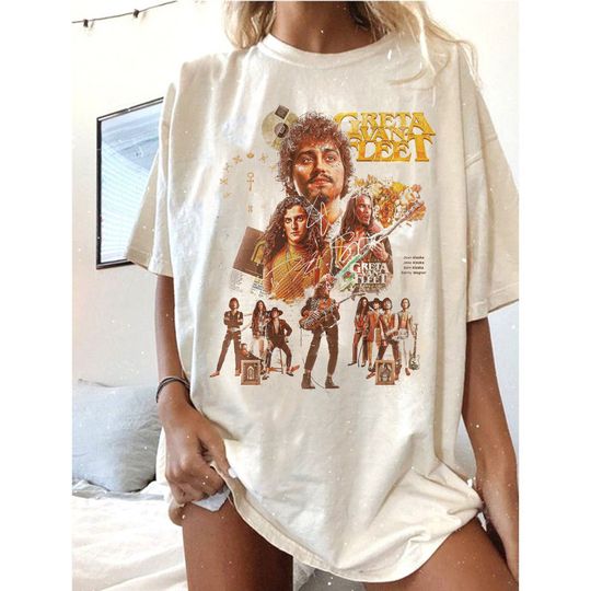 Vintage Greta Van Fleet Shirt, Boho Vintage Musician Shirt, Retro GV Flee Tshirt, Dream In Gold tour 2023 Shirt