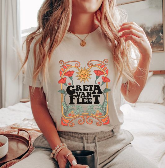 Gretaa Van Fleet Shirt, Greta Van Fleet Merch, Retro GV Flee Shirt, Dream In Gold Tour 2023 Tshirt.